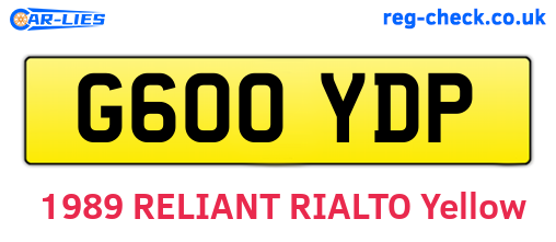 G600YDP are the vehicle registration plates.