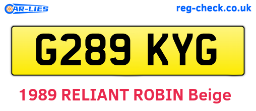G289KYG are the vehicle registration plates.
