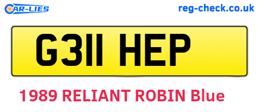 G311HEP are the vehicle registration plates.