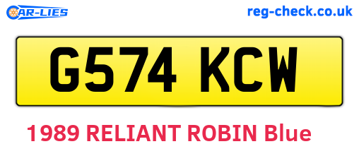 G574KCW are the vehicle registration plates.