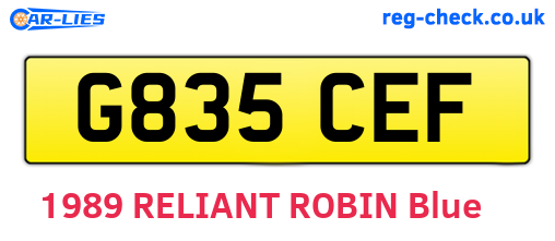 G835CEF are the vehicle registration plates.