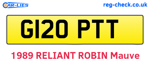 G120PTT are the vehicle registration plates.