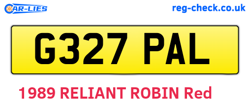 G327PAL are the vehicle registration plates.