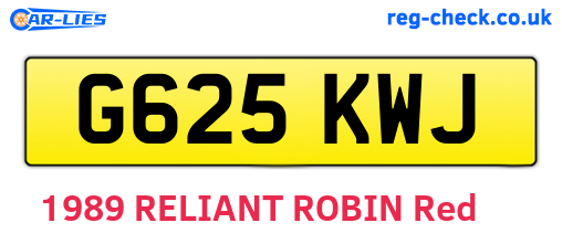 G625KWJ are the vehicle registration plates.