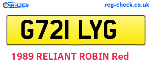 G721LYG are the vehicle registration plates.