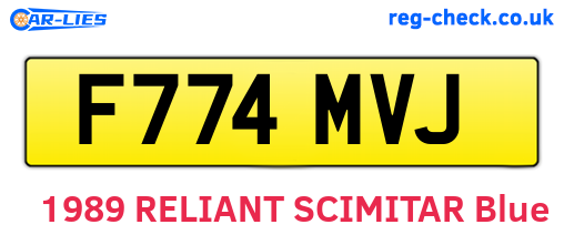 F774MVJ are the vehicle registration plates.