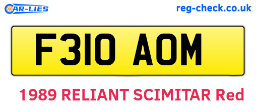 F310AOM are the vehicle registration plates.
