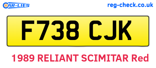 F738CJK are the vehicle registration plates.