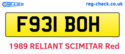 F931BOH are the vehicle registration plates.