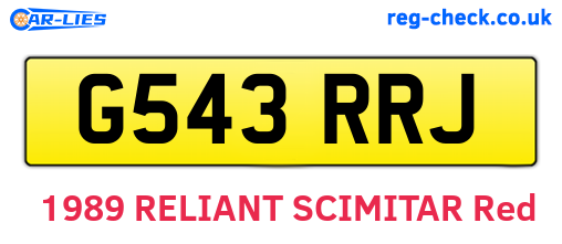 G543RRJ are the vehicle registration plates.