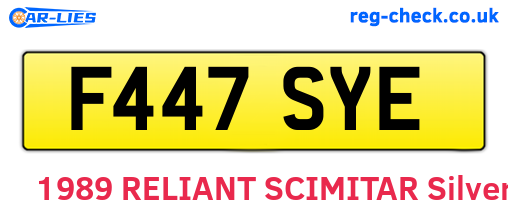 F447SYE are the vehicle registration plates.