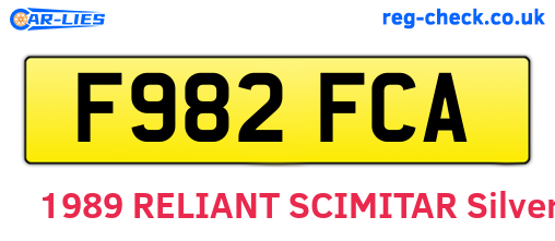 F982FCA are the vehicle registration plates.