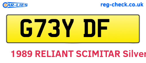 G73YDF are the vehicle registration plates.