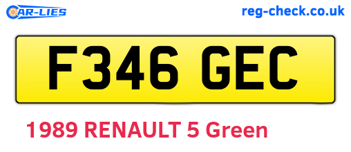 F346GEC are the vehicle registration plates.