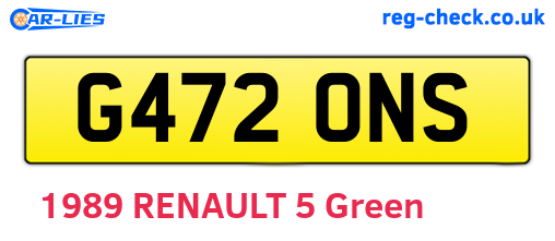G472ONS are the vehicle registration plates.