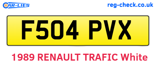 F504PVX are the vehicle registration plates.