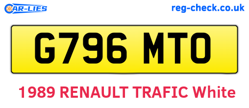 G796MTO are the vehicle registration plates.