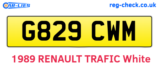 G829CWM are the vehicle registration plates.