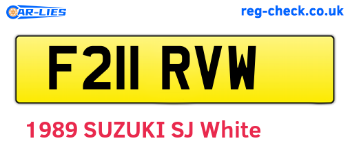 F211RVW are the vehicle registration plates.
