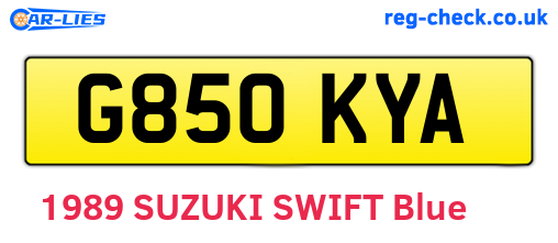 G850KYA are the vehicle registration plates.