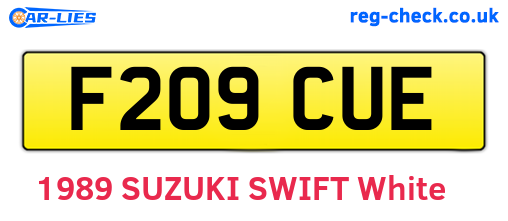 F209CUE are the vehicle registration plates.