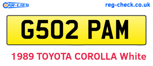 G502PAM are the vehicle registration plates.