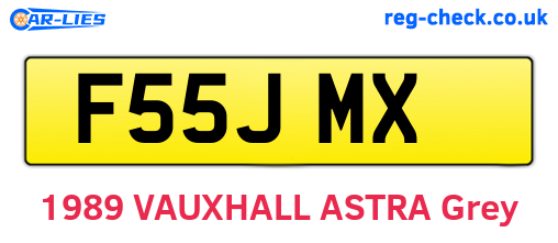 F55JMX are the vehicle registration plates.