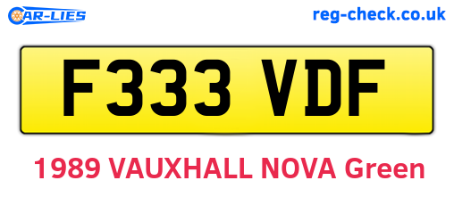 F333VDF are the vehicle registration plates.