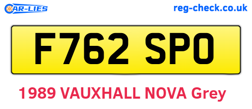 F762SPO are the vehicle registration plates.