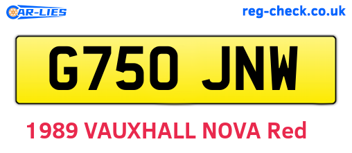G750JNW are the vehicle registration plates.