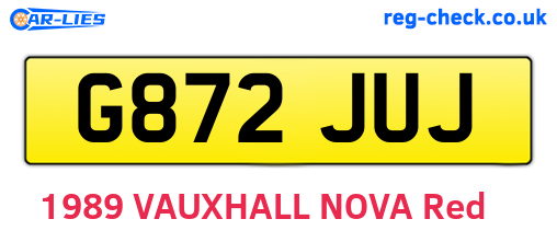 G872JUJ are the vehicle registration plates.