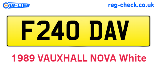 F240DAV are the vehicle registration plates.