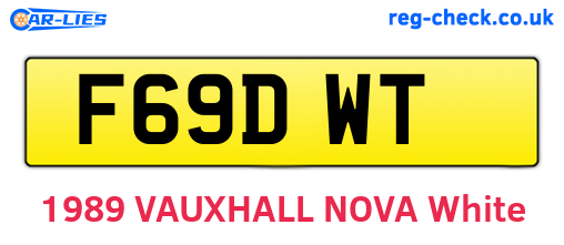 F69DWT are the vehicle registration plates.