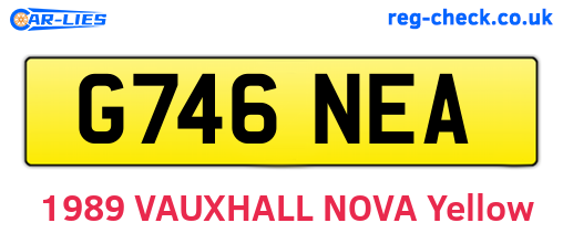 G746NEA are the vehicle registration plates.
