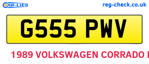G555PWV are the vehicle registration plates.
