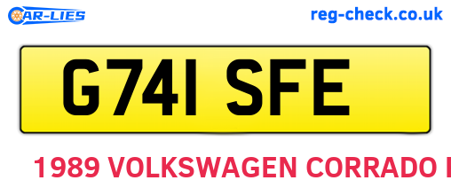 G741SFE are the vehicle registration plates.