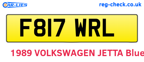 F817WRL are the vehicle registration plates.