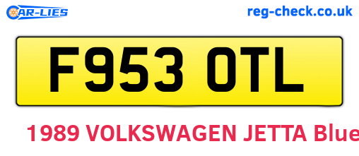 F953OTL are the vehicle registration plates.