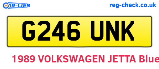 G246UNK are the vehicle registration plates.
