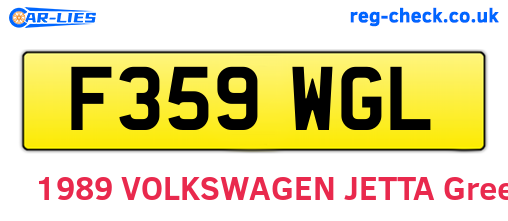 F359WGL are the vehicle registration plates.