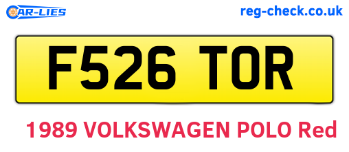 F526TOR are the vehicle registration plates.