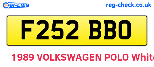 F252BBO are the vehicle registration plates.
