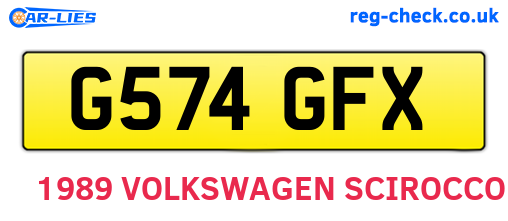 G574GFX are the vehicle registration plates.