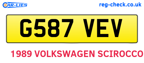 G587VEV are the vehicle registration plates.