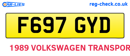 F697GYD are the vehicle registration plates.