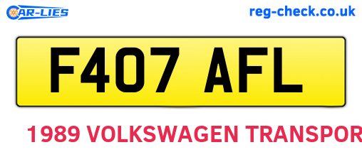 F407AFL are the vehicle registration plates.