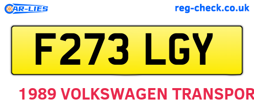 F273LGY are the vehicle registration plates.
