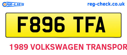 F896TFA are the vehicle registration plates.