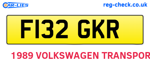 F132GKR are the vehicle registration plates.
