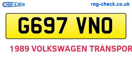 G697VNO are the vehicle registration plates.